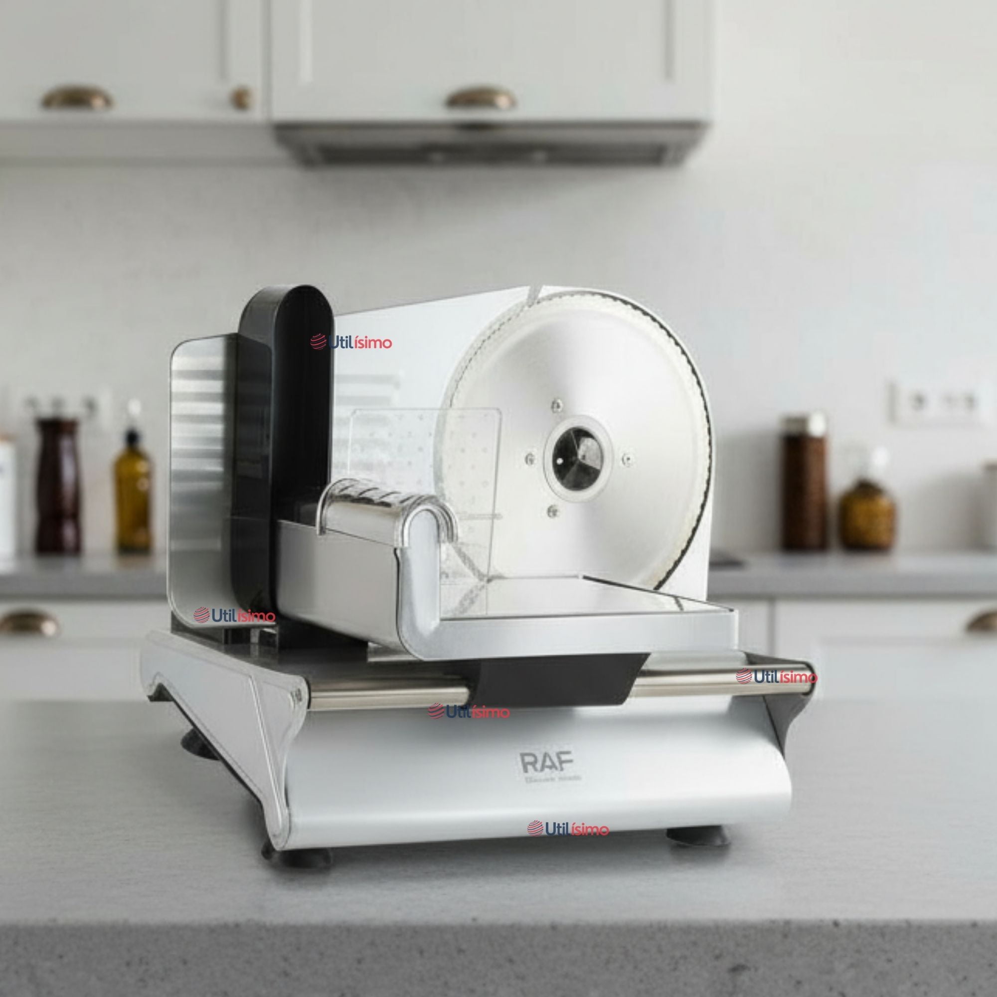 Rebanadora Cortadora Fiambre Carne Eléctrica Raf Color Plateado