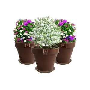 Mestiza - Set De 3 Maceta Kony 19Cm Morena Natural Y Sus Platos
