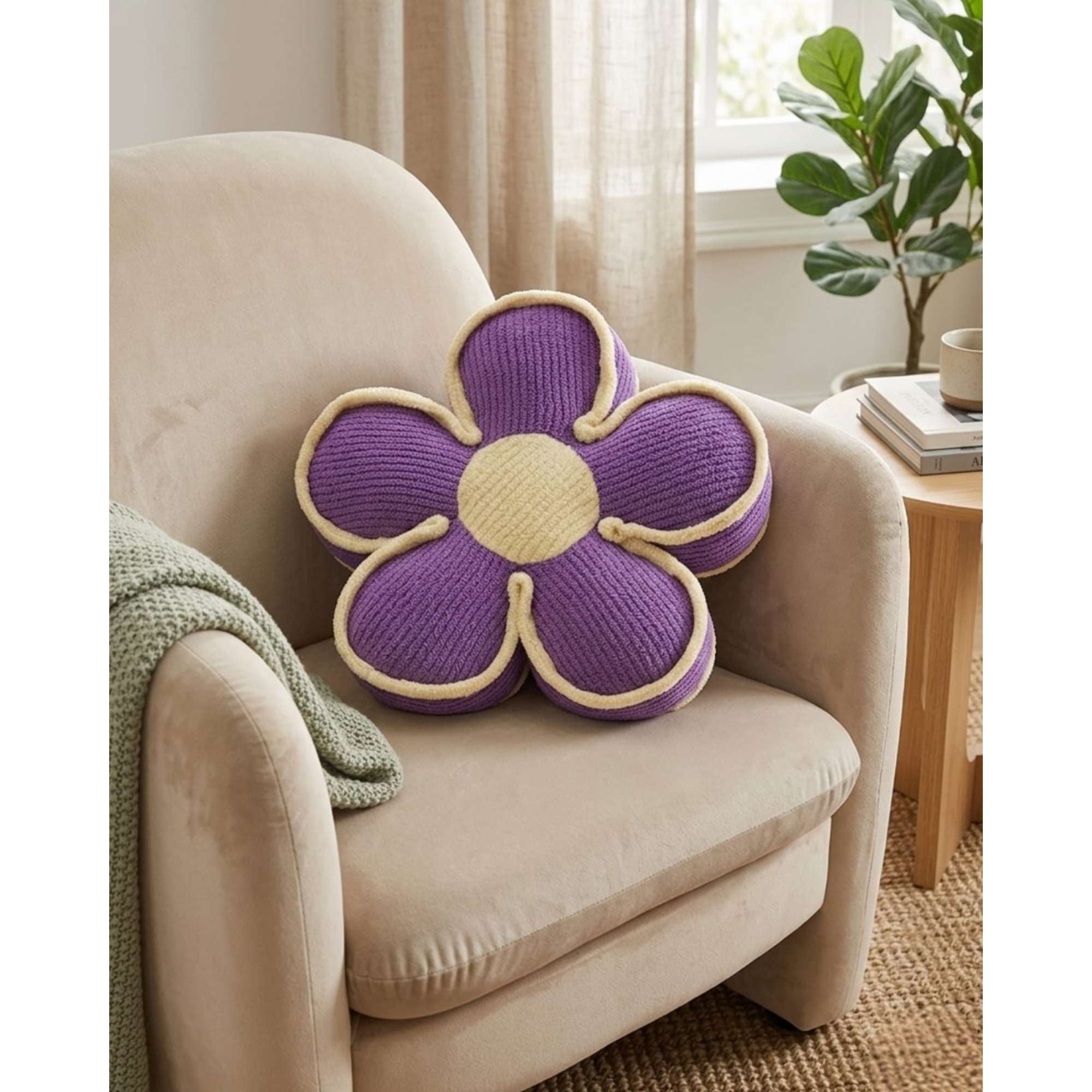 Todo Para El Hogar - Cojines De Flor Vintage Texturizado 50cm Para Sofá O Cama Pack De 2