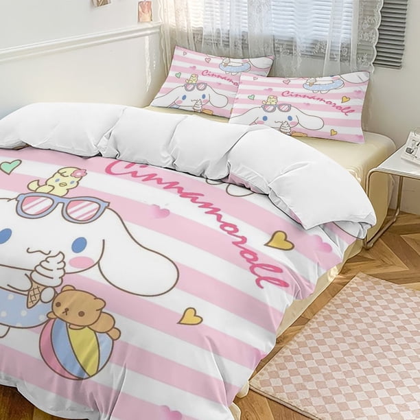 Cinnamoroll 3-Piece Twin Bed Set - Includes 1 Single Comforter And 2 Pillowcases Bedding - Fade Resistant Microfiber - Cinnamoroll