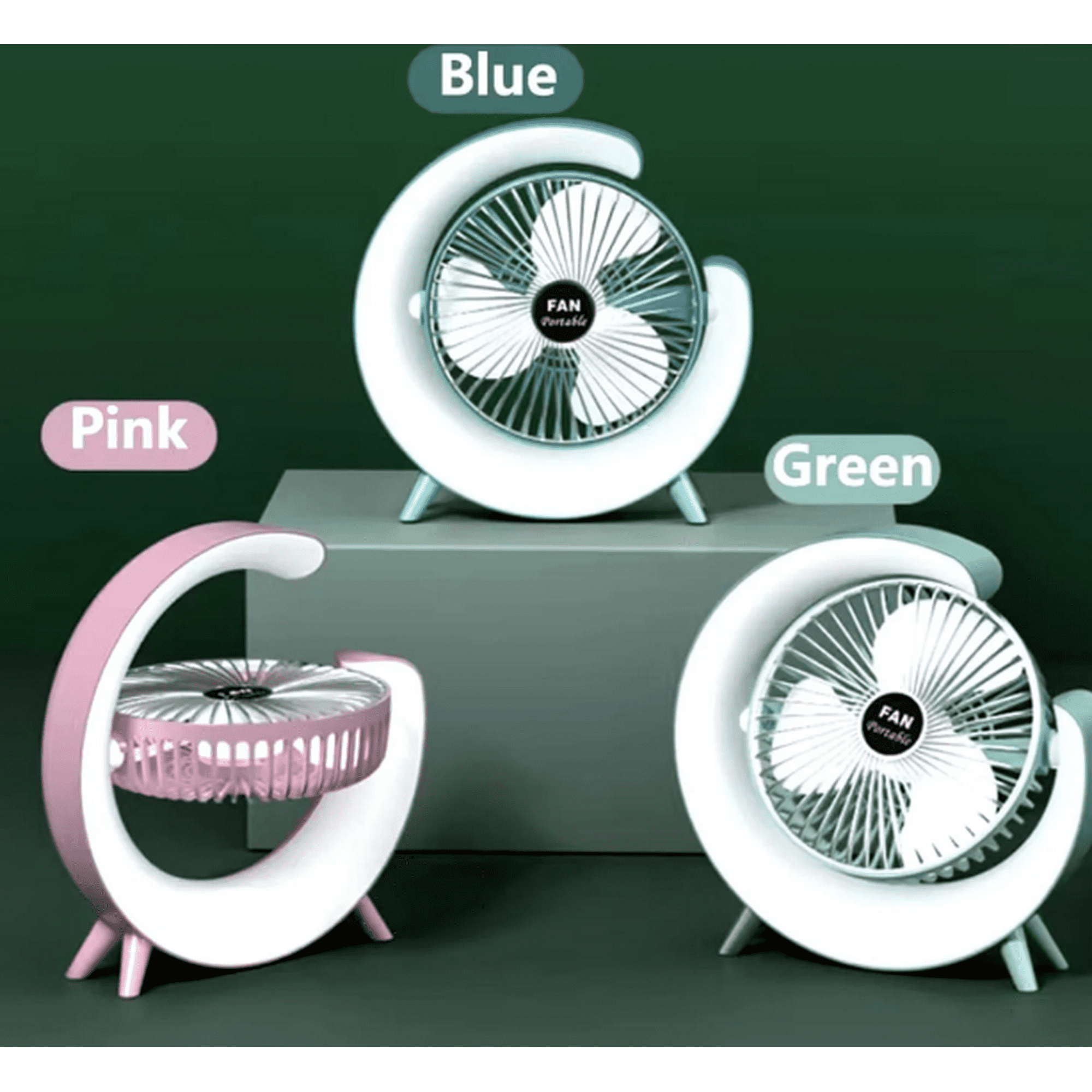 Mundo Shopping - Ventilador Portátil Giratorio Con Luz Multicolor Colo Rosa