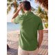 thumbnail image 3 of INSPIRE CHIC Camisas de Lino de Manga Corta Casual para Hombre con Cuello de Color en Contraste XL Verde, 3 of 5