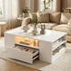 thumbnail image 1 of Mesa De Centro Con Luz 2 Cajones Living 95x55x37cm Brillante Color Blanco, 1 of 8