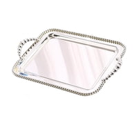Magideal - Bandeja Para Servir Con Asas, Bandeja Para Joyas, Bandeja Multiusos Para Alimentos, Bandeja Con Espejo Para Cafeterías, Baños, Salón De Té, Tocador, M Plata