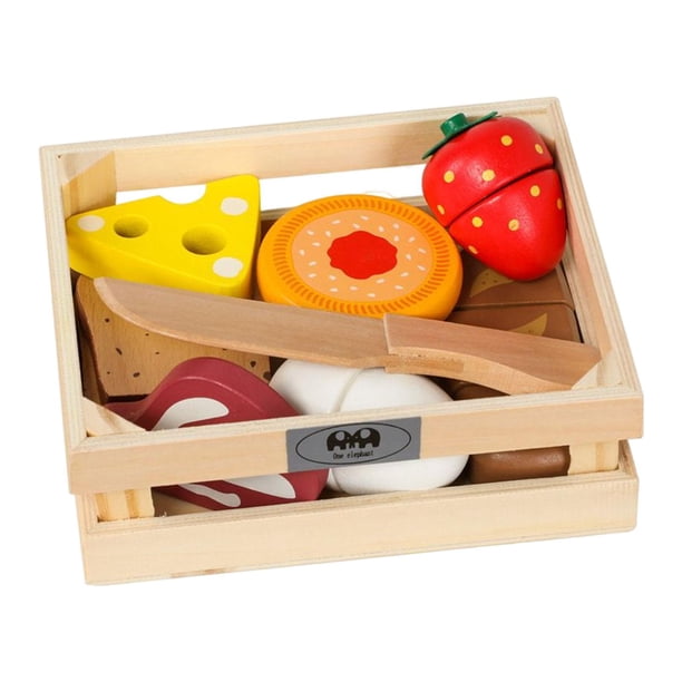 Juegos de comida de madera para niños Accesorios de cocina Corte de juguetes Montessori Juego de imaginación para niños pequeños Rellenos de huevos de