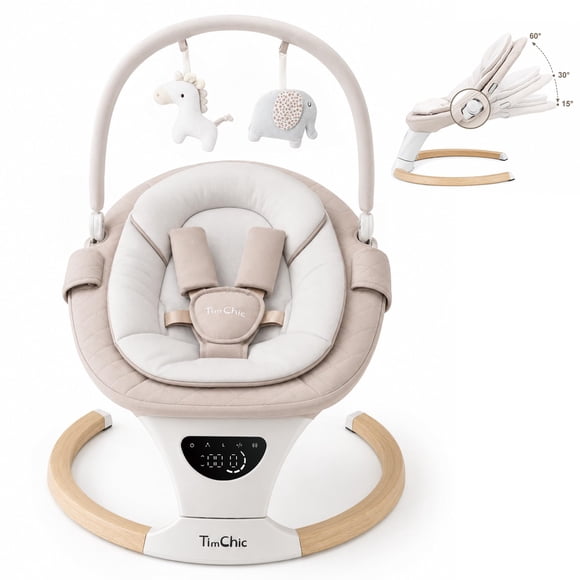 Columpio para Bebé TimChic Portátil 5 Velocidades 3 Alturas Beige
