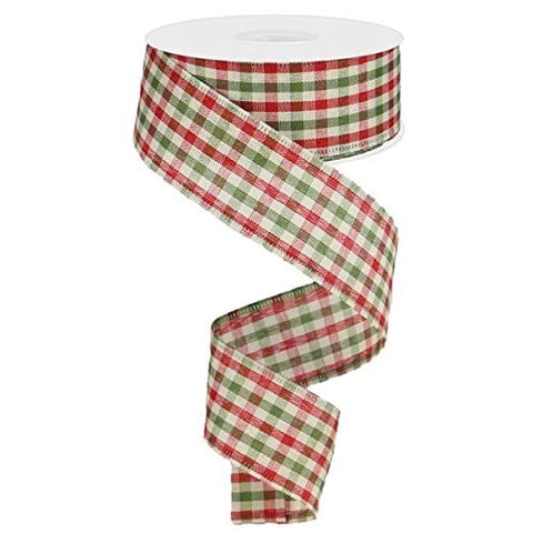 Cinta Craig Bachman Gingham Check Wired Edge De 10 Yardas (Roja)