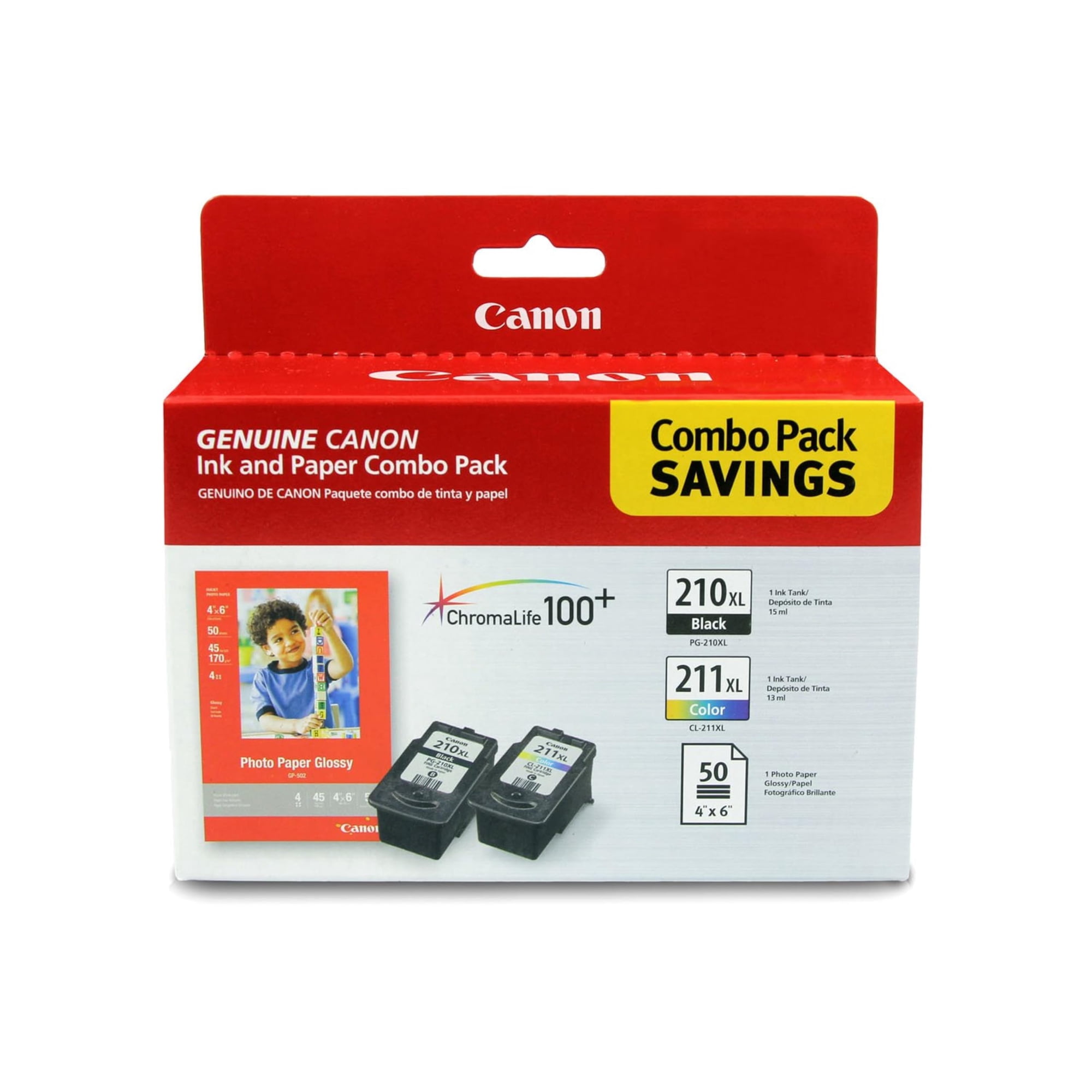 Canon - Cartuchos De Tinta Pg 210 Xl Cl 211 Xl Con Papel Fotográfico