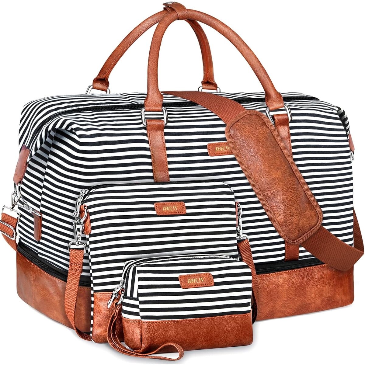Bolso De Viaje Ibfun Set 3 Piezas Lona Pu 21 Compartimento Zapatos