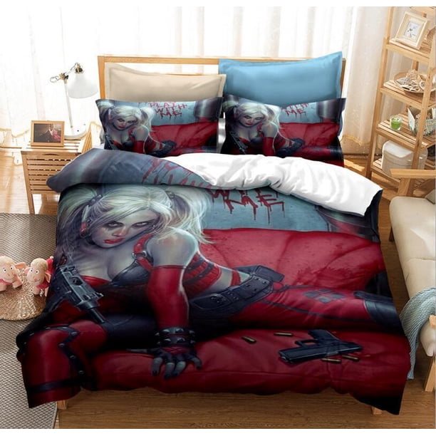 Harley Quinn Quilt Duvet Cover Set Super Bed 3 Piece3-Piece Bedding Set (1 Duvet Cover + 2 Pillow Shams)