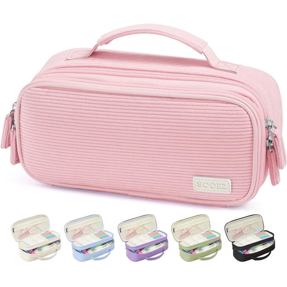 Cartuchera Sooez Grande Rosa Corduroy 10x4.92x1.57cm