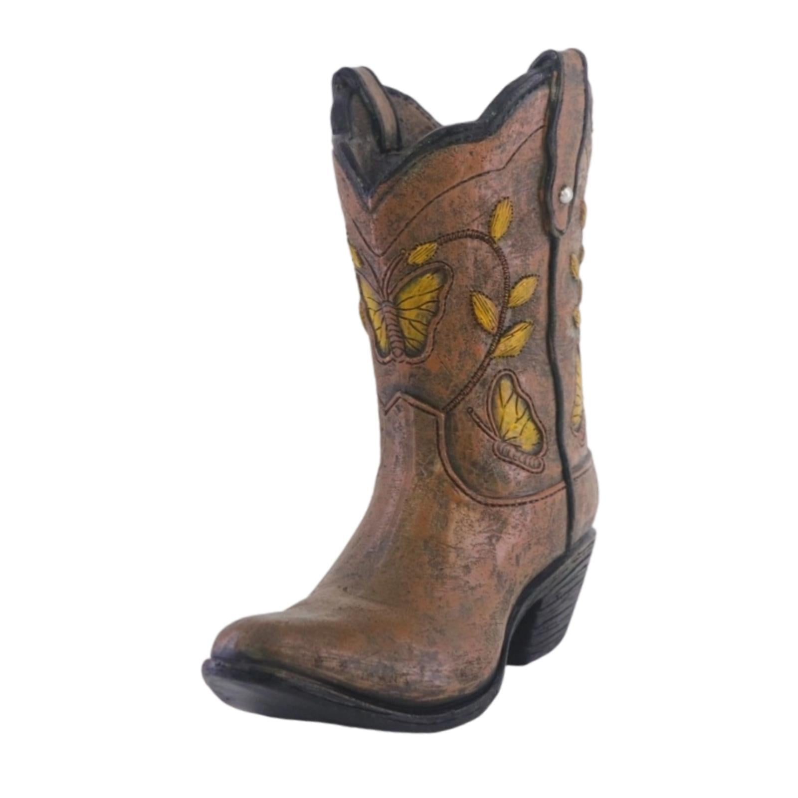 Magideal - Florero De Resina Vintage Decorativo Centro De Mesa Bota Vaquera Portamacetas Ornamental Diseño Único Adecuado Para Arreglos Florales Regalo Decoració Marrón