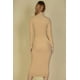 thumbnail image 3 of Saronite Vestido Midi Ajustado de Punto Acanalado con Cuello Alto y Manga Larga Basics, Negro (para Mujer), 3 of 5
