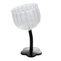 Magideal - Copa Transparente Para Postres Yogur Cóctel Vino Con Diseño Inclinado Base Estable Vidrio Saludable Adecuada Para Fiestas Cumpleaños Bodas A Rayas