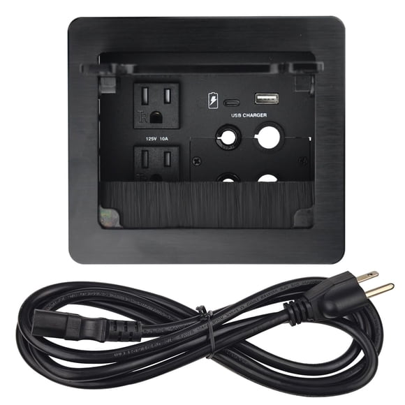 Cubby de cables JS VI DEO 145x130 mm 2 tomas de CA + 1 USB‑C + 1 USB‑A