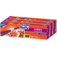 Bolsas De Almacenamiento Hefty Slider Jumbo, 9,5 L, 15 Unidades (Paquete De 3)