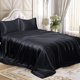 thumbnail image 1 of Juego de sábanas Homiest Satin Luxury Silky, 4 piezas, tamaño king, color negro, 1 of 8