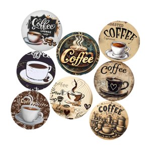 Magideal - Paquete De 8 Posavasos De Madera, Protector De Mesa, 9,9 Cm, Para Tazas, Vasos, Posavasos Modernos, Posavasos Para Bebidas De Estilo Rústico, Bar Y Of