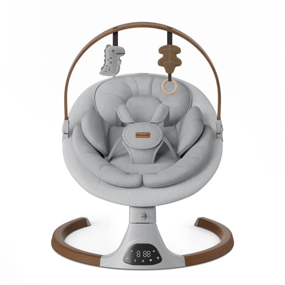 Baby Swing Monamii Bluetooth con altavoz de música de 5 velocidades, color gris