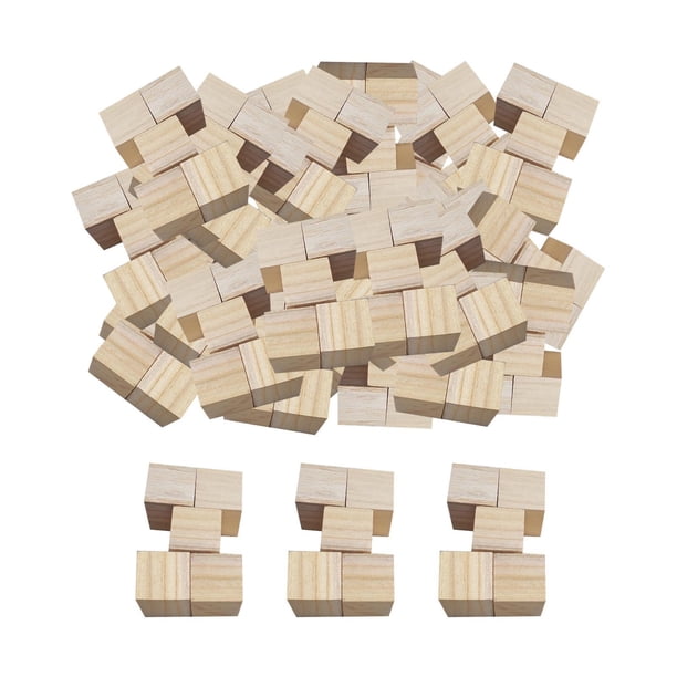 500x Bloques de Madera, Bloques de Construcción de Madera, Bloques de Conteo de Artesanía en Madera, Bloques Cuadrados, Cubos de Madera para Manualida 2.5 cm