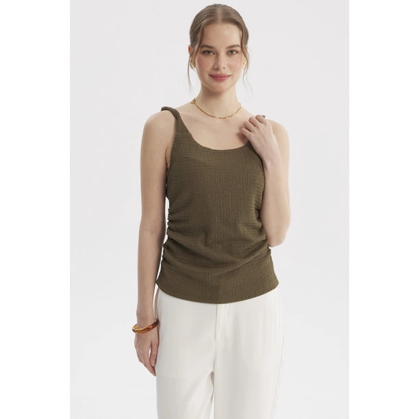 Polera Mujer Tirante Trenzado Verde Olivo