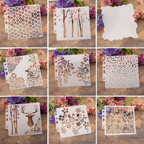 Plantilla de estarcido Lottoyday 14 x 13 cm – 9 piezas para pintar