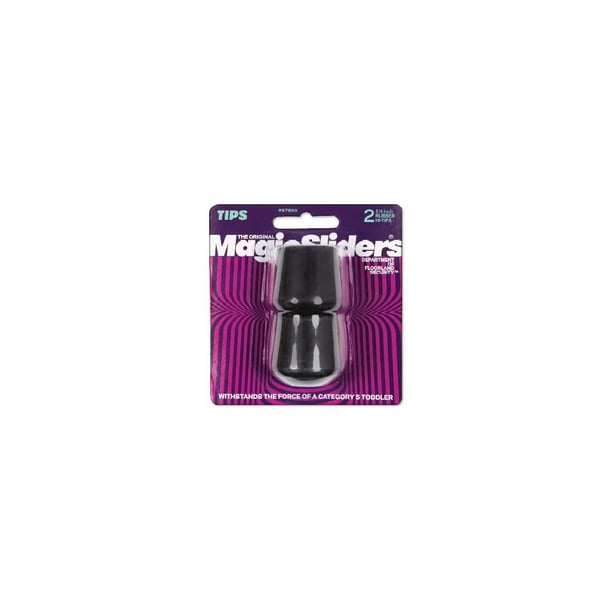 Deslizadores mágicos con punta de pata de goma, 3,2 cm, redondos, color negro, paquete de 2