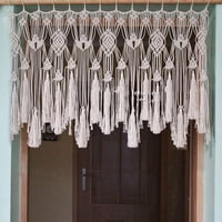 Xusx111 - Cortinas De Macrame Valance Con Perla Para La Cocina Ventana Boho Cortinas Cortas De Puerta Valance Tratamientos Colgantes De Pared Por Encima De La Cama Decoración Para Dormitorio Sala De E