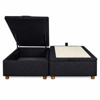 Ethan Desing - Base Baul 2 Plazas Onyx Con Sistema Hidráulico - Negro