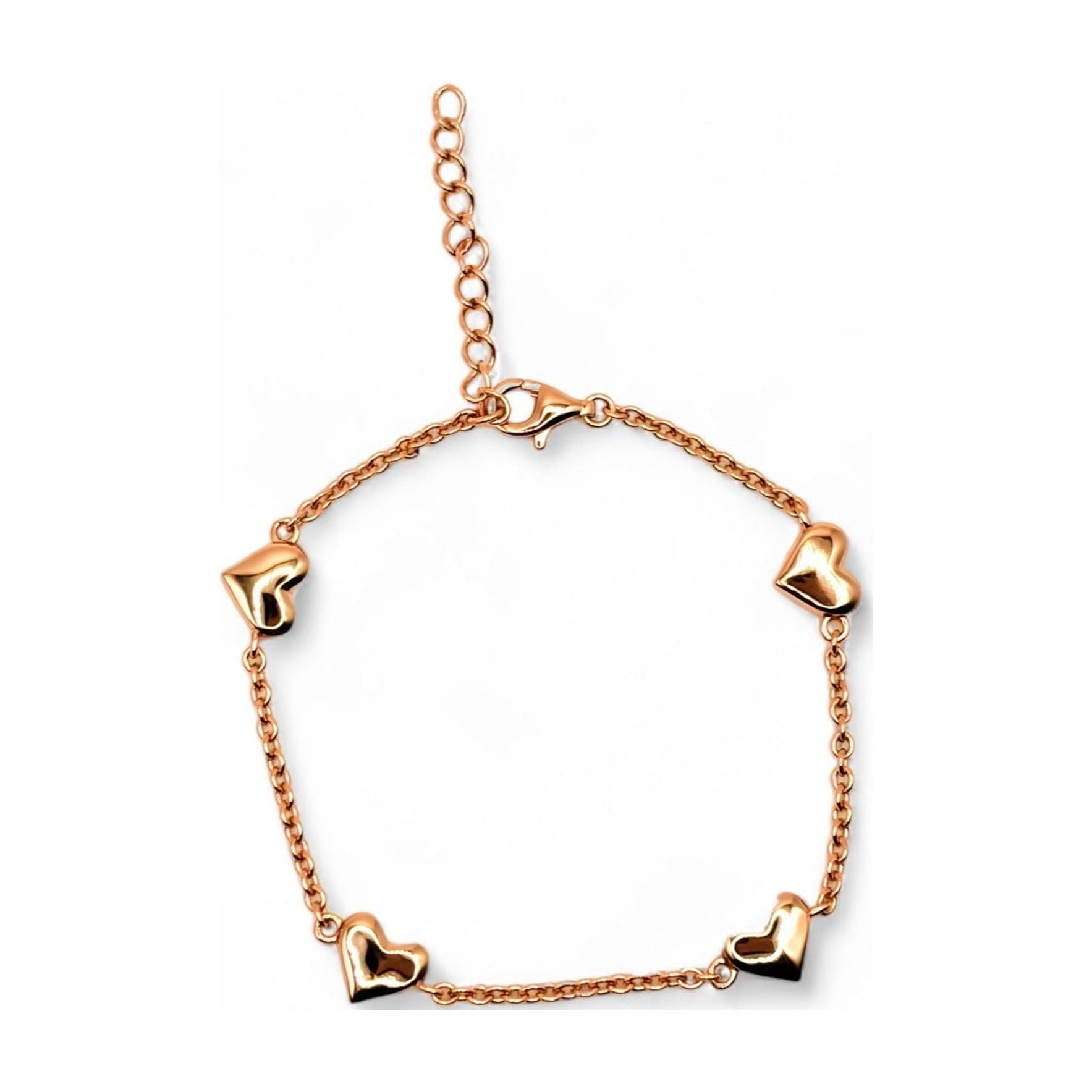 Tiana Joyas - Pulsera Con Corazones De Plata 925 Enchapada En Oro Rosado De 18k