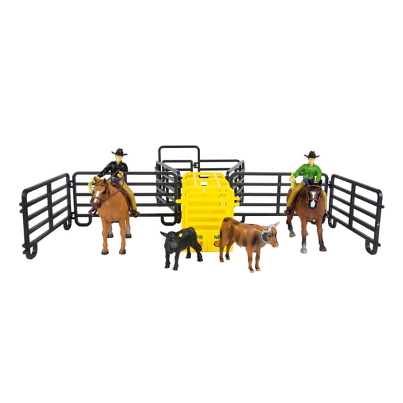 Conjunto de lazo Big Country Toys Cowboy con 2 vaqueros y 2 caballos