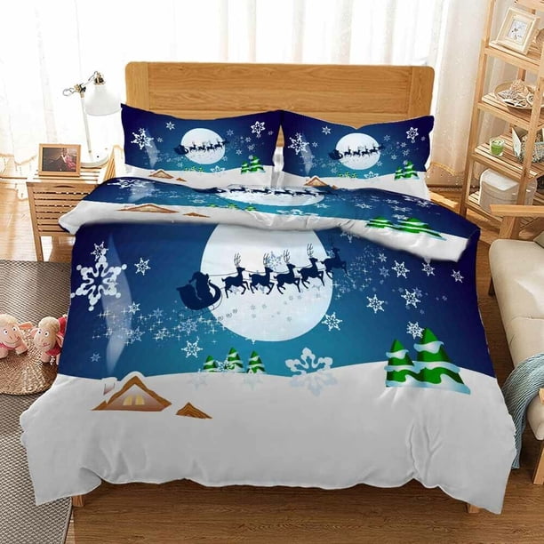 Cover House Christmas Print Duvet Quilt Covers Pillow Case Bedding Sets3-Piece Bedding Set (1 Duvet Cover + 2 Pillow Shams)