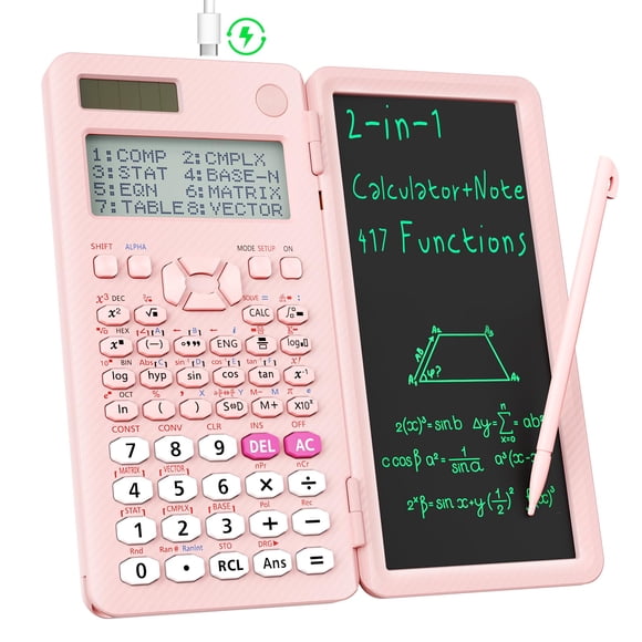 Calculadora científica ROATEE 991ES Max con pantalla de 4 líneas, color rosa