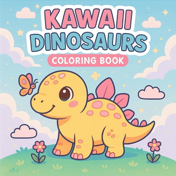 Libro Para Colorear Con Dinosaurios Kawaii Más De 50 Adorables Personajes Para Niños Y Adultos