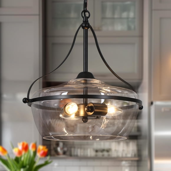 Candelabro KSANA de 3 luces, 36 cm, vidrio negro