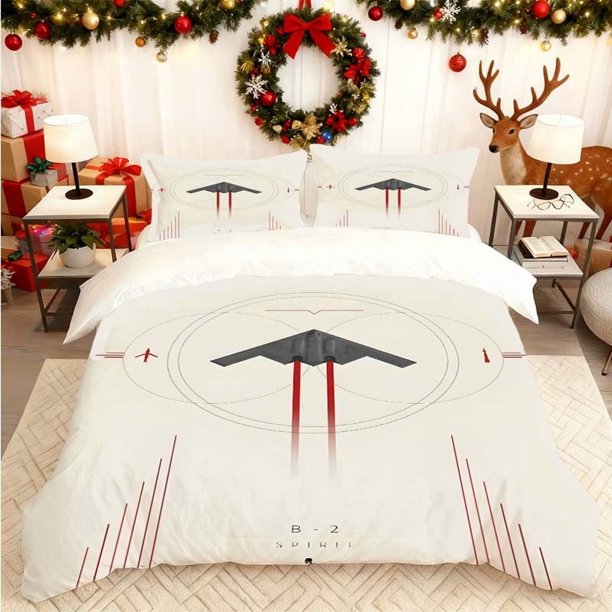 B2 Stealth Fighter Printed Duvet Cover Set Themed Bedding Duvet Cover and Pillowcase Set Soft and Comfortable Suitable for All Seasons Ideal for Home and Bedroo