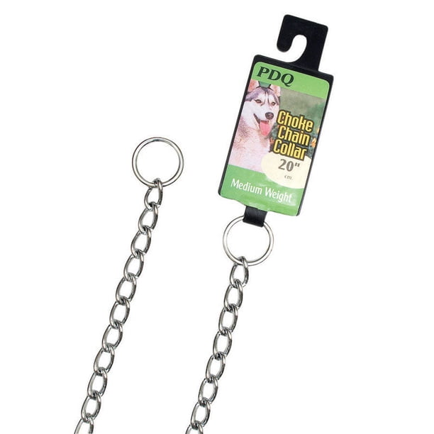 Collar con cadena de estrangulamiento PDQ de acero plateado para perros grandes de 50 a 51 cm