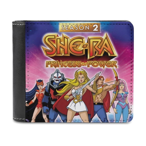 She-Ra Princesa del Poder Cartera de Cuero PU para Hombres, Tarjetero Bifold Delgado, Cartera Minimalista de Cuero Sintético Suave