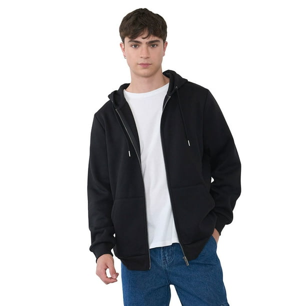 Polerón Hombre Full Zipper Color Negro Corona