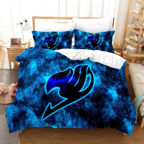 Anime Fairy Tail Logo Natsu Bedding Set Boys Girls Twin Size Duvet Cover Pillowcase Bed Kids Adult Home Textiles Bed Sheets