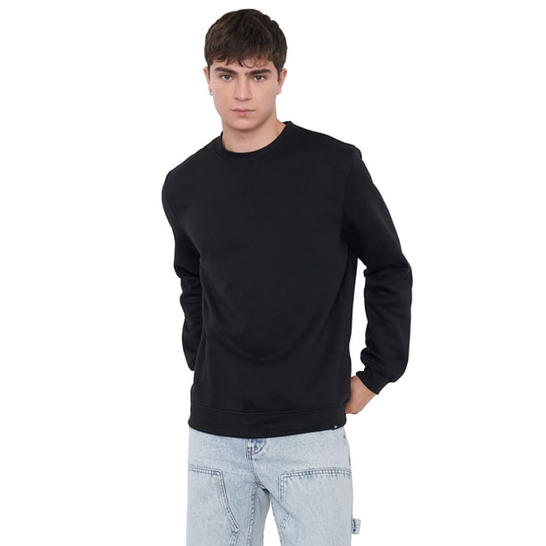 Polerón Hombre Liso R-Neck Color Negro Corona