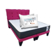 thumbnail image 1 of Cama Dos Plazas con Colchon + Pack de Almohadas Tapizado en Lino Rosado Oscuro, 1 of 6