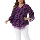 thumbnail image 1 of GRACE & GRANDEUR Blusa de Malla con Cuello en V para Mujer de Talla Grande, Capa Doble Fluyente, Manga 3/4, Talla 1X, Púrpura, 1 of 8