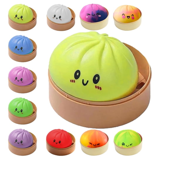 Pelota antiestrés squishy JRJTIAN en forma de dumpling, amarilla