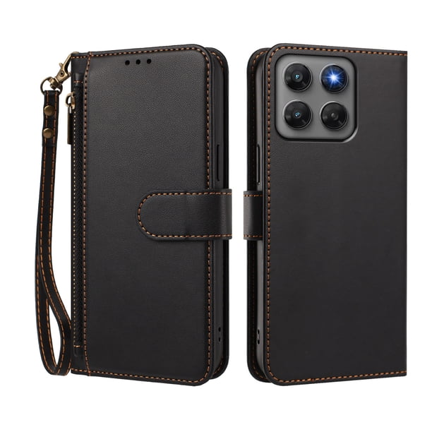 Funda Tipo Billetera para Motorola Moto G37/G47/G37 Power con Soporte y Bolsillo con Cierre Negro