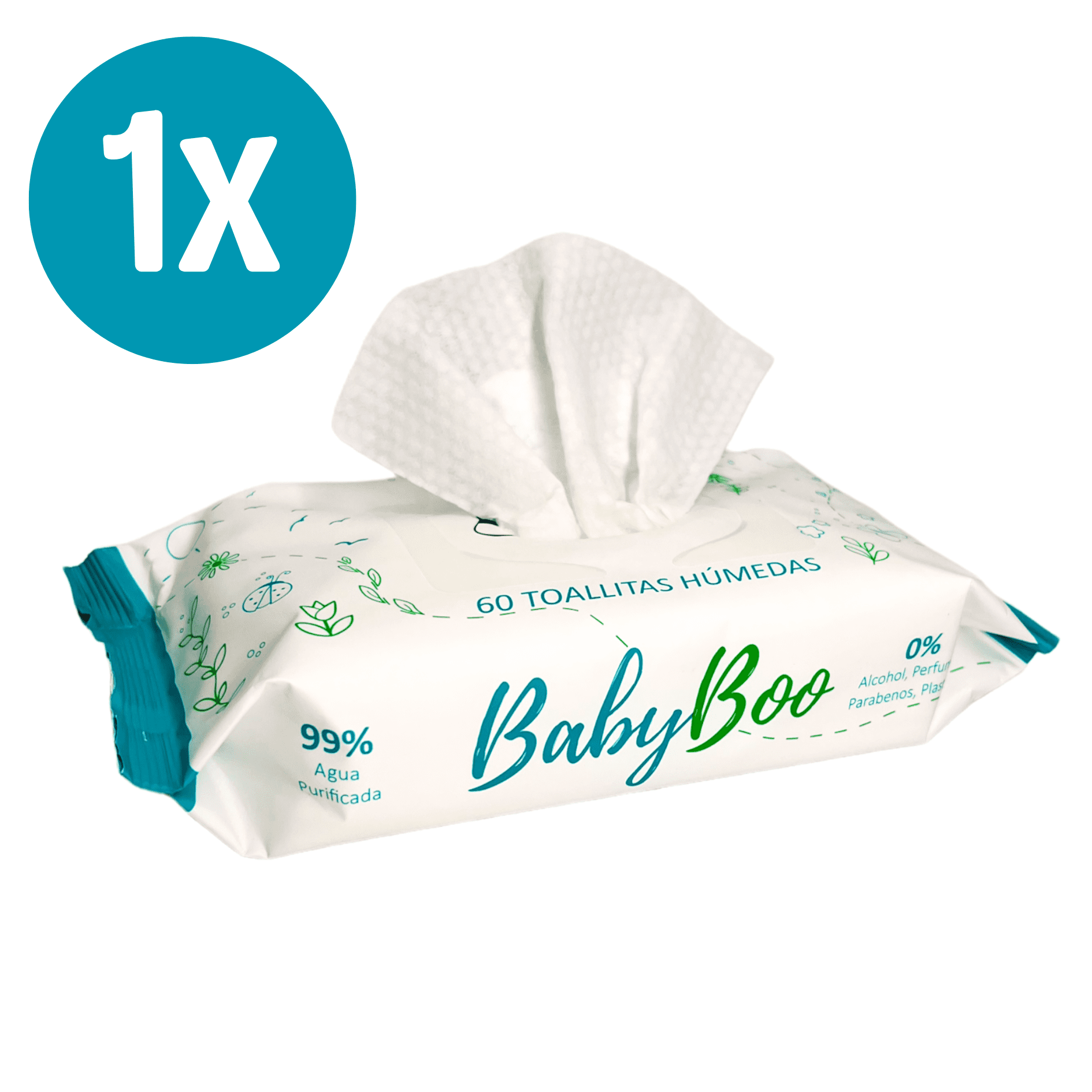 Babyboo - Toallita Húmeda Biodegradable 60 Unidades