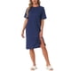 thumbnail image 1 of Camisón Midi de Manga Corta para Mujer INSPIRE CHIC con Abertura Lateral Casual Vestido de Descanso Talla 2XL Azul, 1 of 6