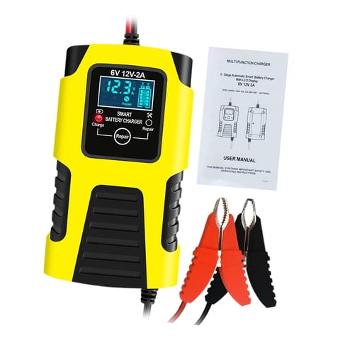 Ioensy - Cargador De Batería Inteligente Para Coche, Cargador De Batería Inteligente Para Barcos, Camiones, Amarillo