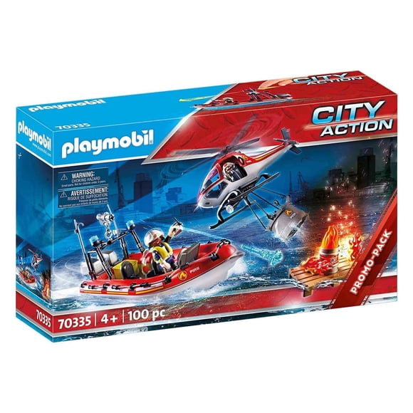 Playmobil Fire Rescue Mission (100) con helicóptero y barco