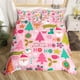 thumbnail image 1 of Festive Christmas Duvet Cover Set 2/3pcs Soft & Breathable Purple with Santa Reindeer and Snowflakes Bedroom or Dorm Decor, 1 of 5